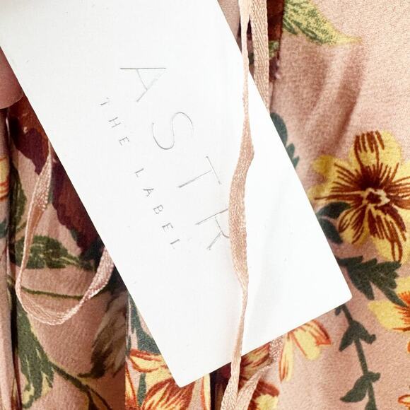 ASTR Gaia Side-Slit Midi Dress Cowl Neck Sleeveless Floral Dark Blush Size L NWT - Picture 9 of 10